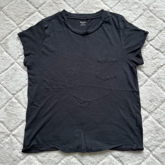 Madewell | Black Whisper Cotton V-Neck Short Sleeve T-Shirt | Size Medium - Picture 2 of 11
